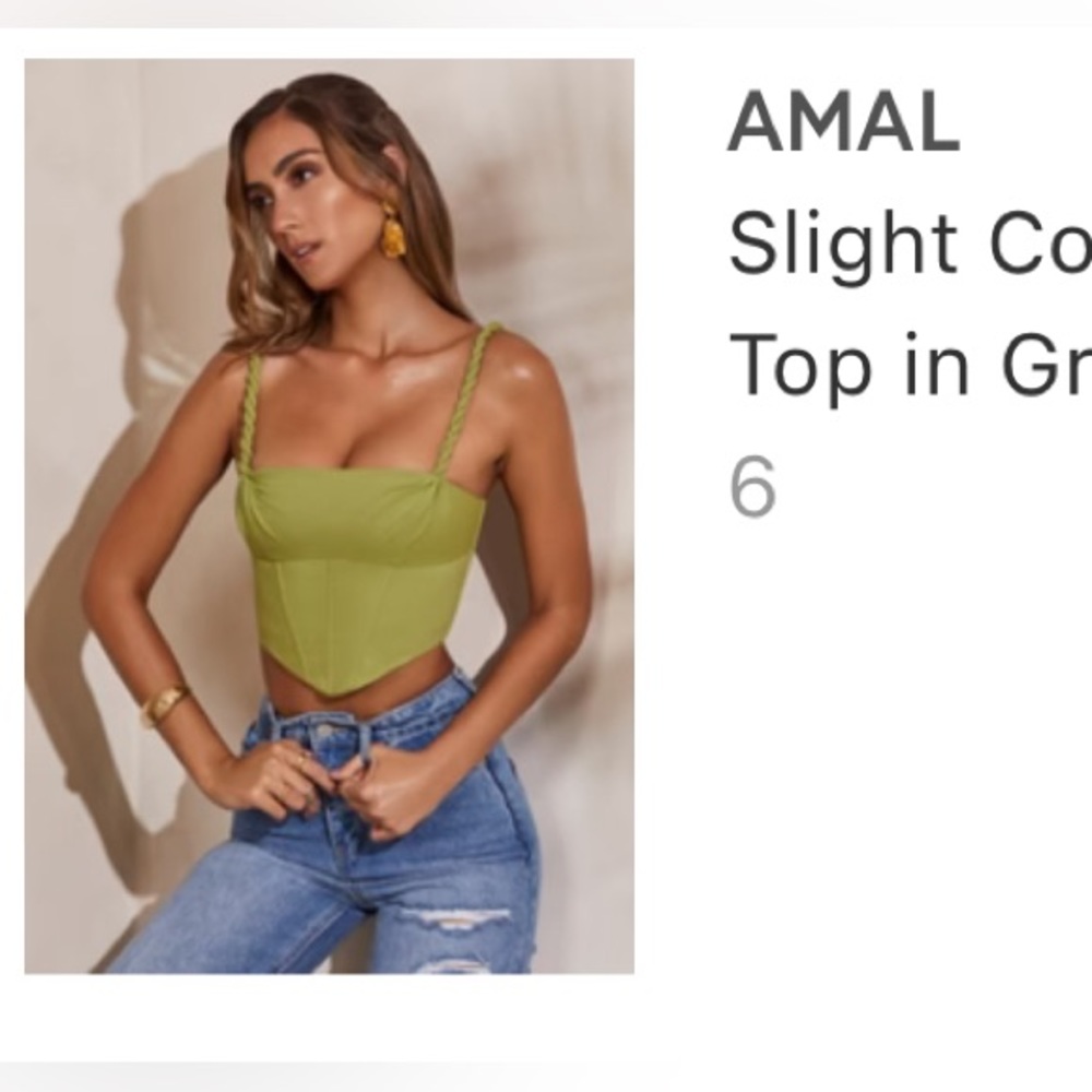 OH POLLY, Slight Cowl Neckline Corset Crop Top in Green💚